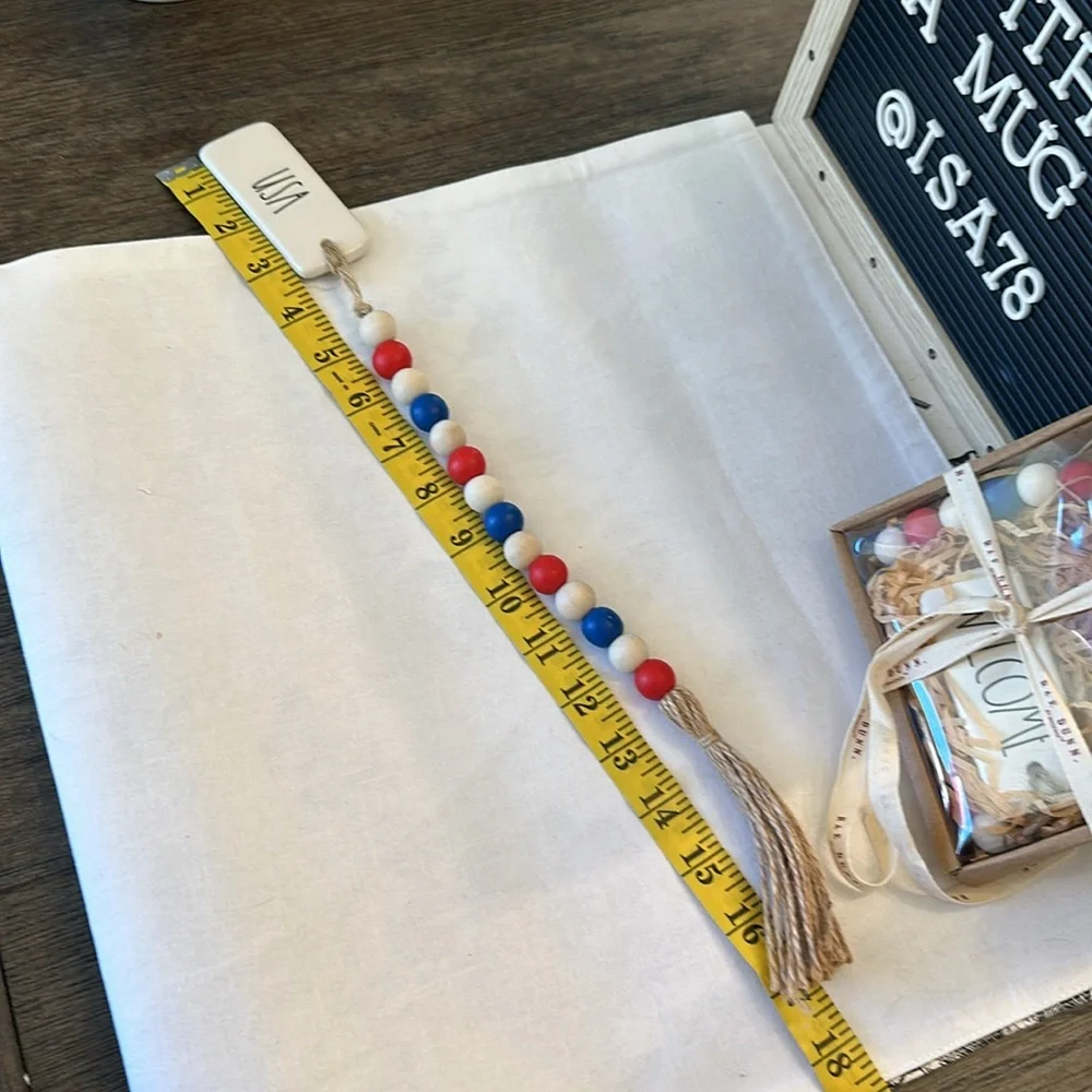 RAE DUNN USA & WELCOME Patriotic Beads Ceramic Garland.